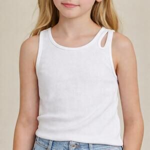 Art Class Girls White Ribbed Tank Top Teardrop Strap Size L 10/12 NWT